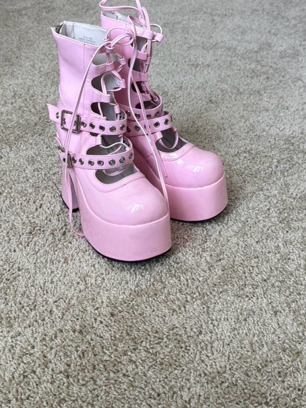 Sugar Thrillz Pink Stay With Me Lace-Up Heeled Boots